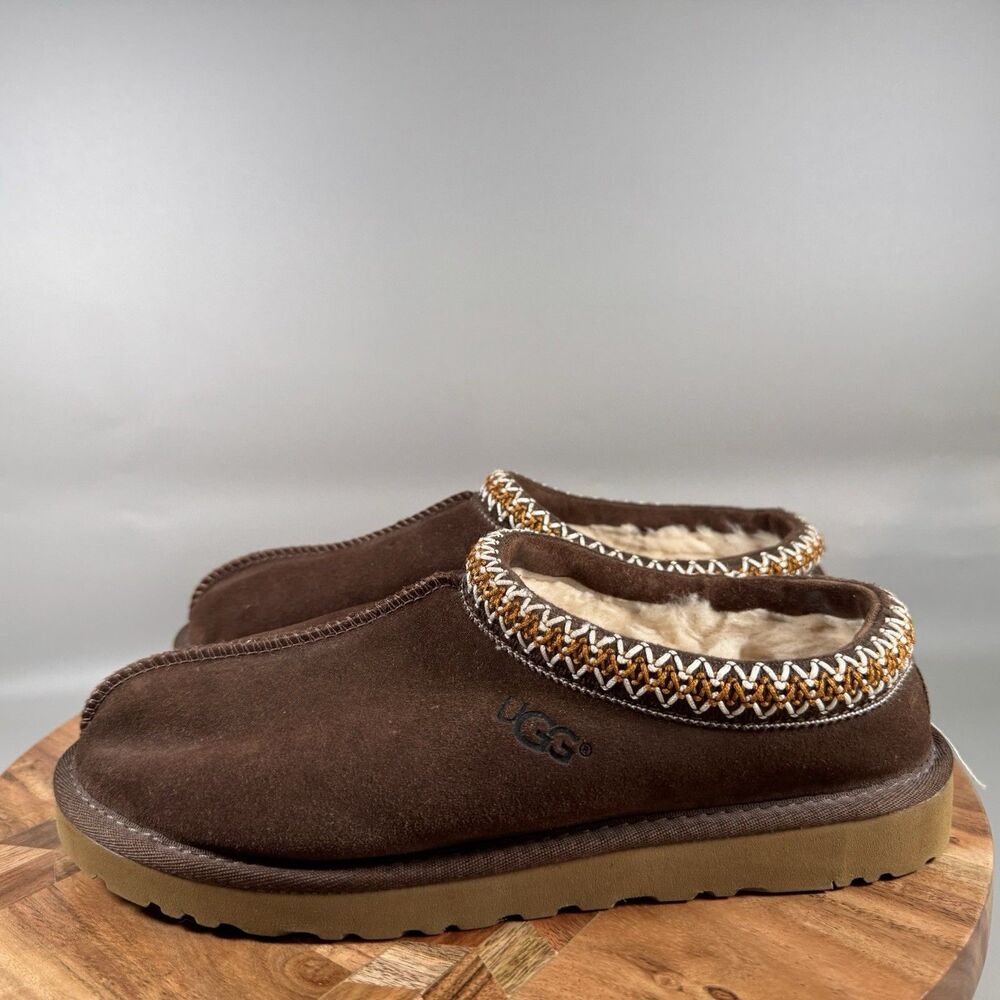 UGG Tasman Clogs Womens 9 Brown Suede Shearling Slippers Comfort Shoes - Picture 3 of 7